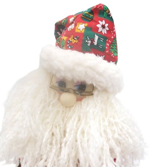 Santa 1998 Joelson Industries Plush Christmas Holiday Home Decor VTG Calico Yarn - Picture 3 of 8